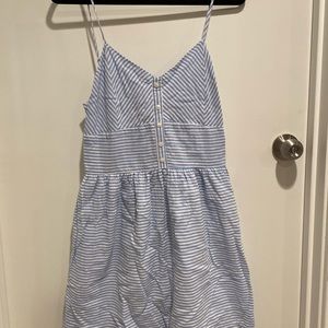 Blue seersucker spaghetti strap dress